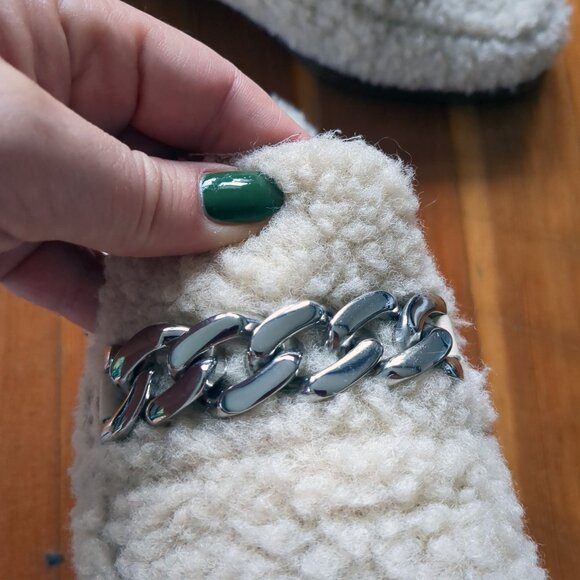 Dolce Vita Cream Loafers with Silver Chain - Picture 12 of 13